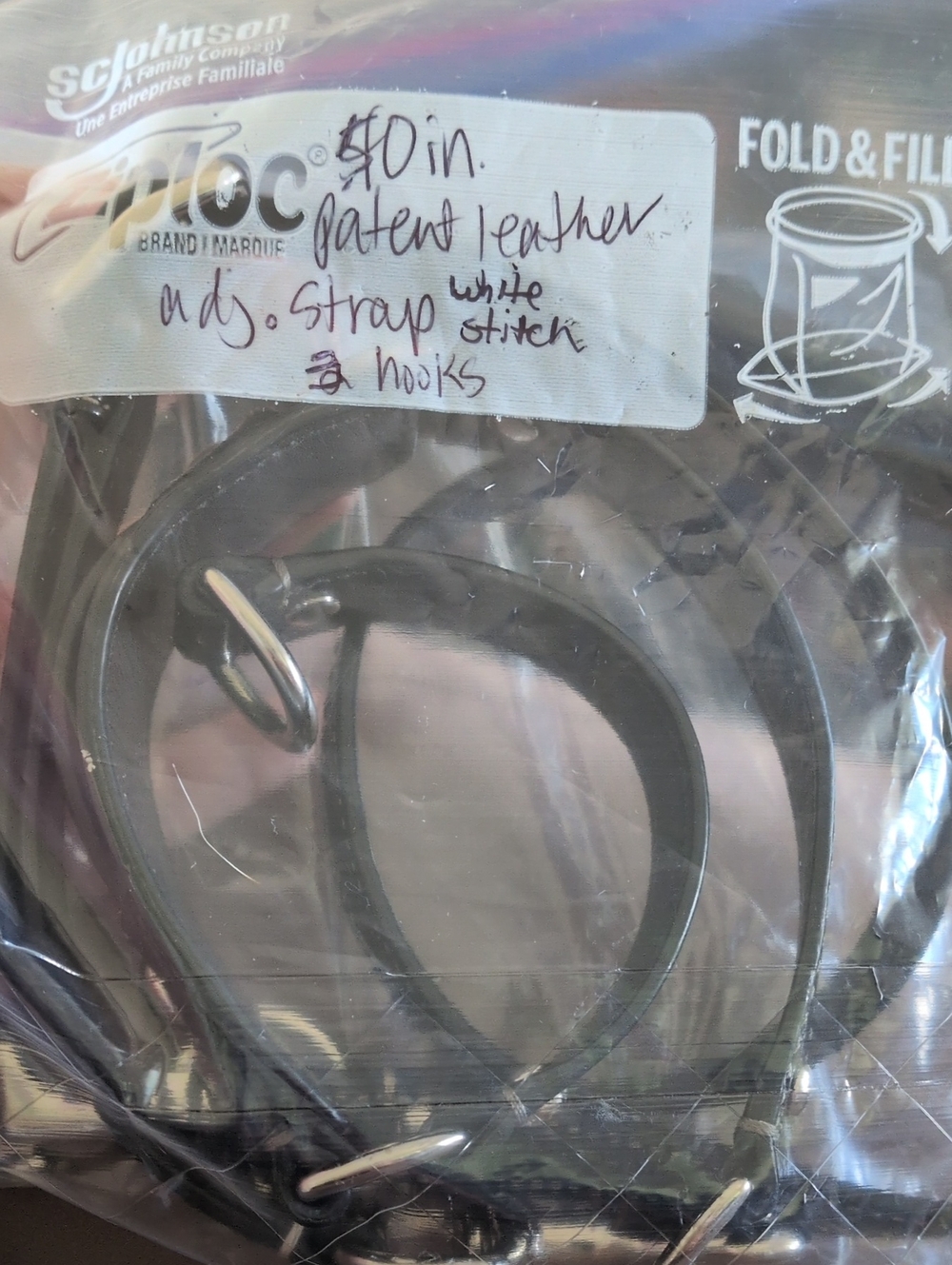 Coach Replacement Blck Patent Leather Strap wSilver Dog Leash & Center Extndr - Picture 2 of 9